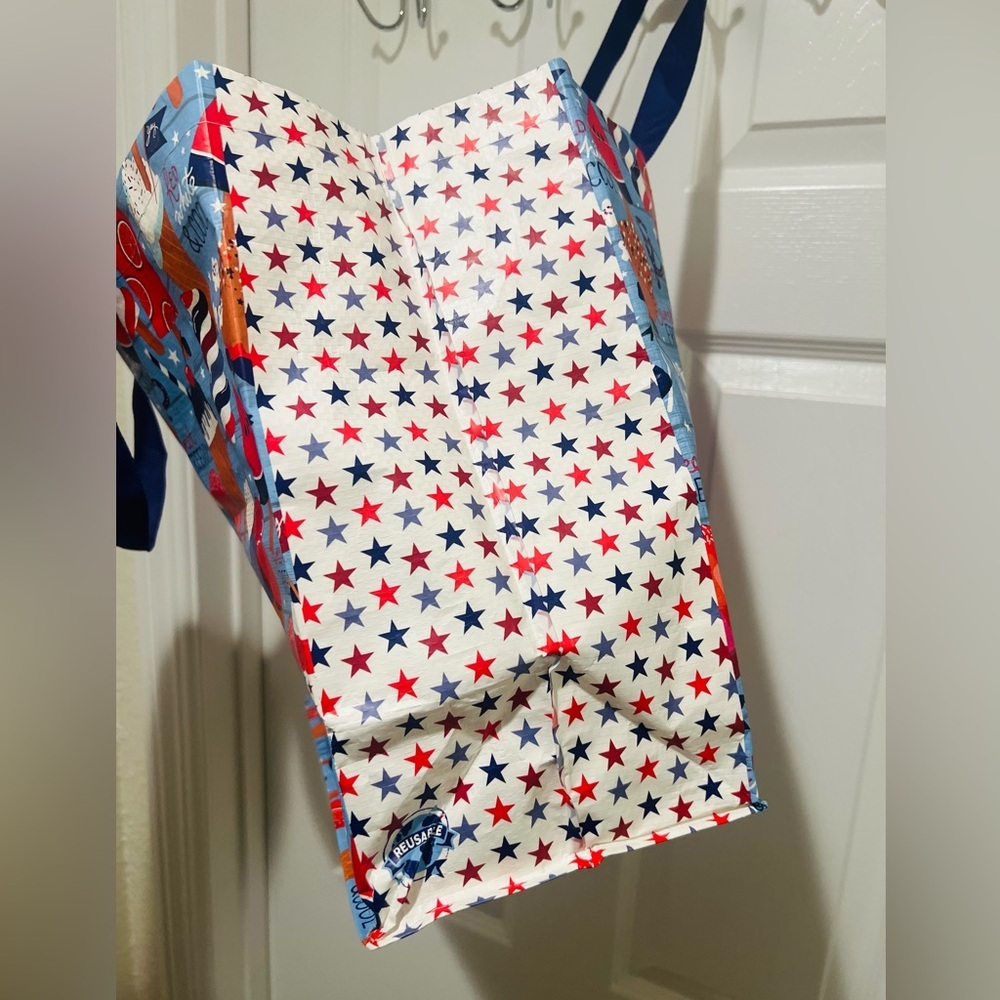 LIKE NEW Patriotic 4th of July Ice Cream and Fruit Red White and Blue Tote Bag - Picture 3 of 8